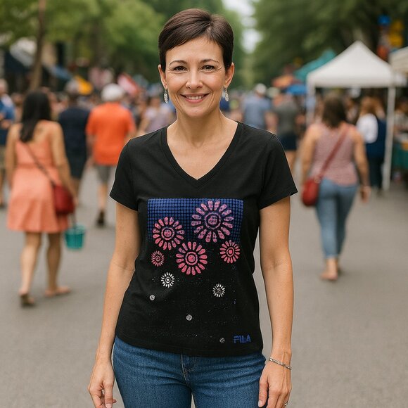 Fila Sport XS Flower T-Shirt - Picture 1 of 8